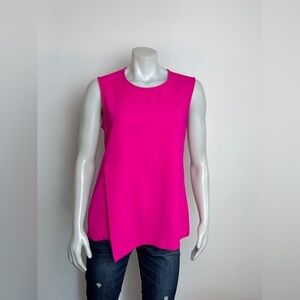 VINCE CAMUTO - Hot Pink Sleeveless Ponte top with asymmetrical overlap. Medium
